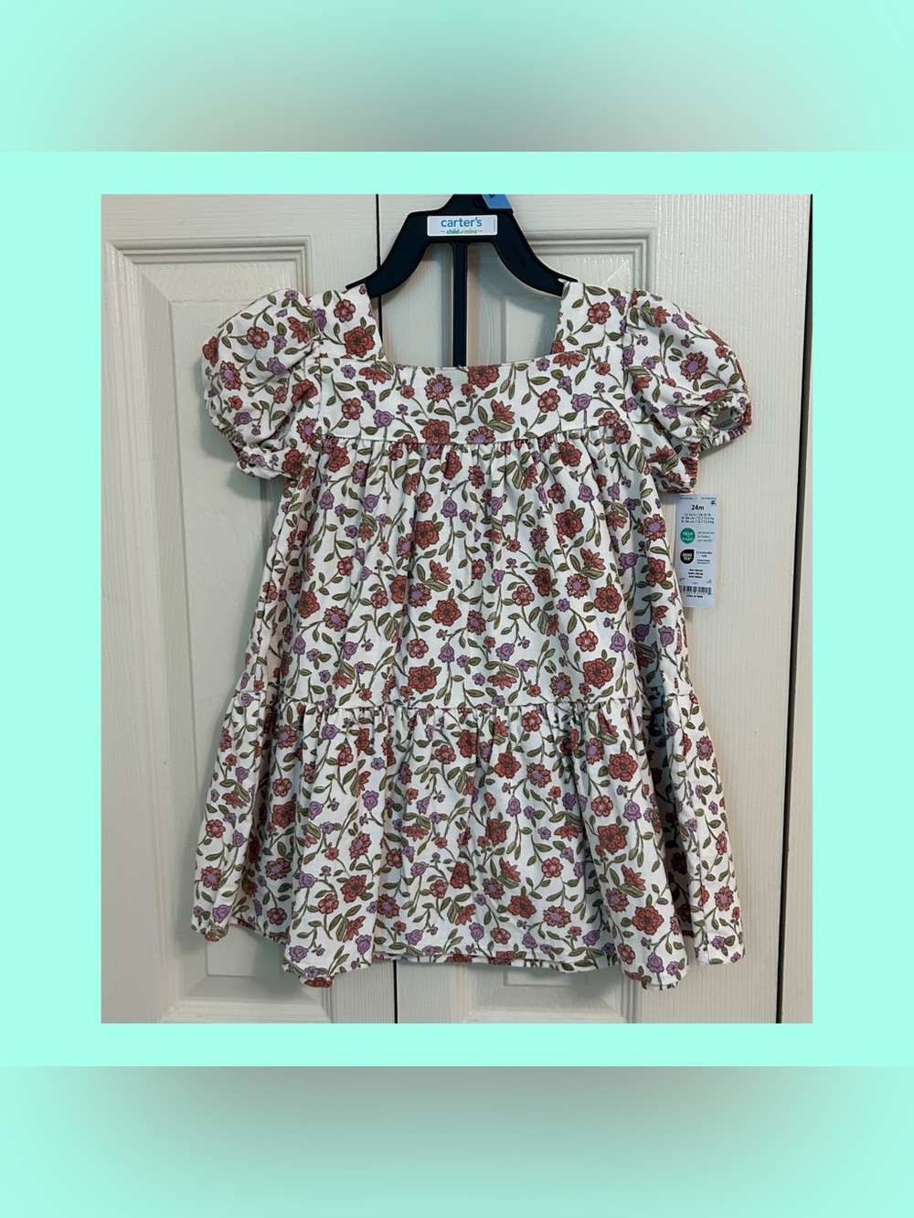 Carter's White Floral Puff-Sleeve Girls 2 Piece Set
